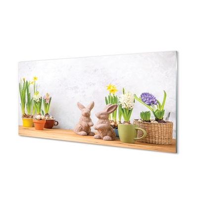 Glasbilder Kaninchen blumen