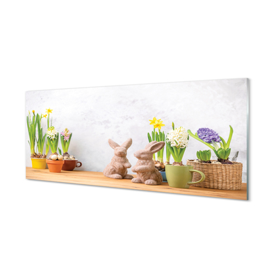 Glasbilder Kaninchen blumen