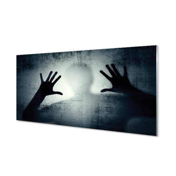 Glasbilder Schatten hände und bilden kopf