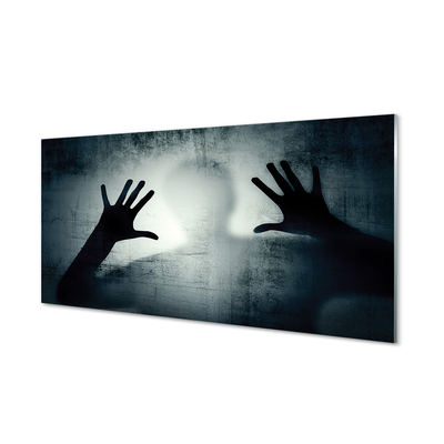 Glasbilder Schatten hände und bilden kopf