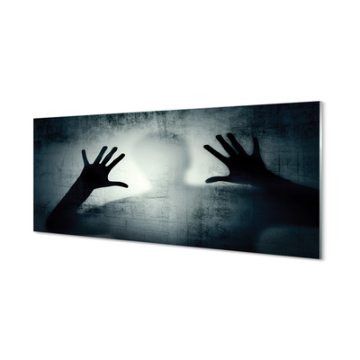 Glasbilder Schatten hände und bilden kopf