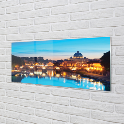 Glasbilder Rom fluss überbrückt sonnenuntergang