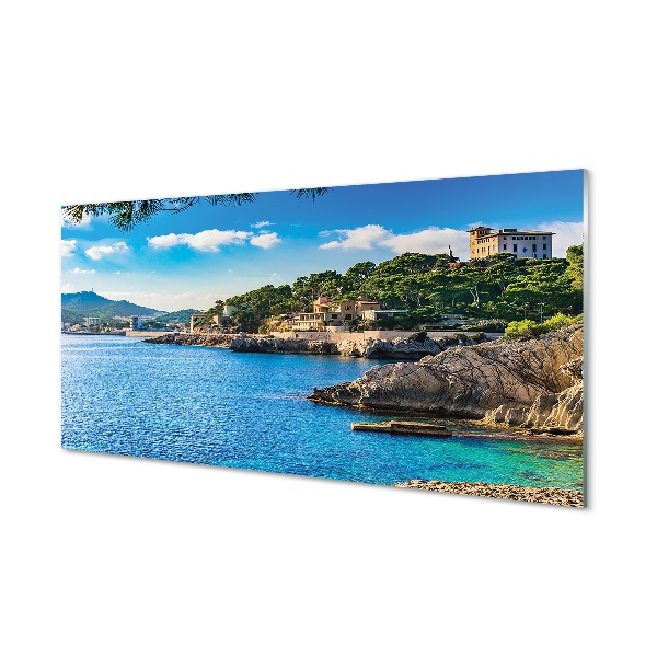 Glasbilder Berge an der küste spanien meer