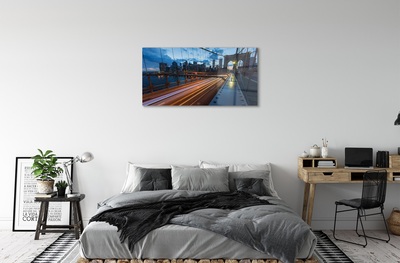 Glasbilder Wolkenkratzer-river-brücke