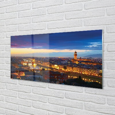 Glasbilder Italien panorama von brücken nacht