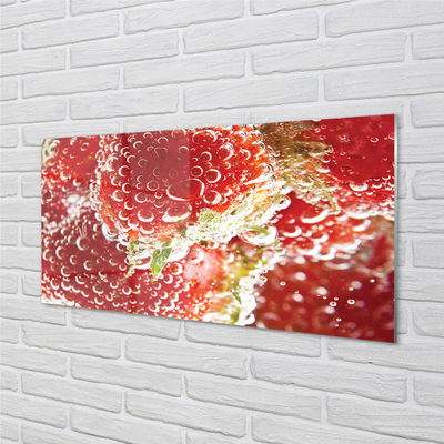 Glasbilder Nasse erdbeeren