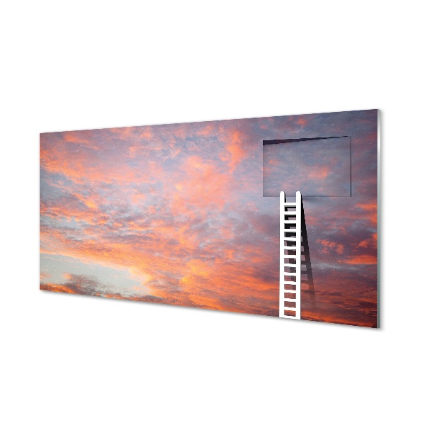 Glasbilder Sunset himmel ladder