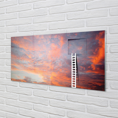 Glasbilder Sunset himmel ladder