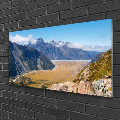 Glasbilder Berge Tal Gebirge Landschaft