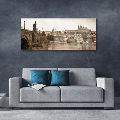 Glasbilder Prag Brücke Landschaft