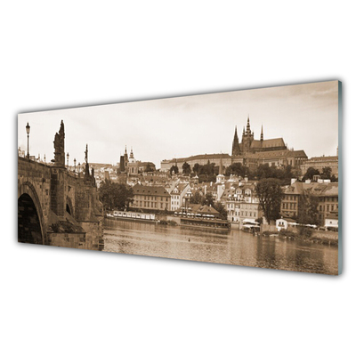 Glasbilder Prag Brücke Landschaft