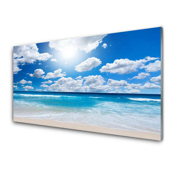 Glasbilder Nordsee Strand Wolken Landschaft