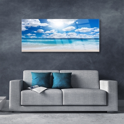 Glasbilder Nordsee Strand Wolken Landschaft