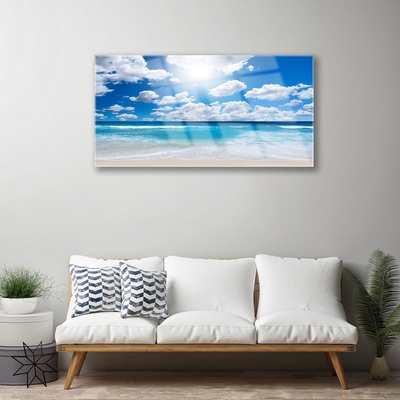 Glasbilder Nordsee Strand Wolken Landschaft