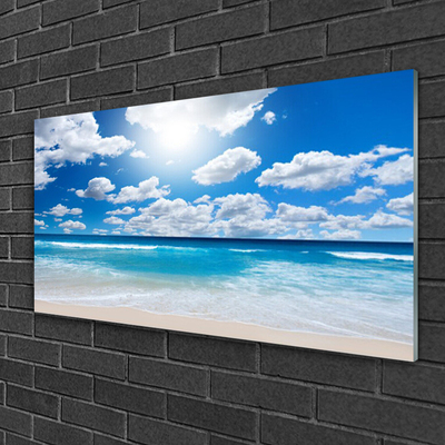 Glasbilder Nordsee Strand Wolken Landschaft