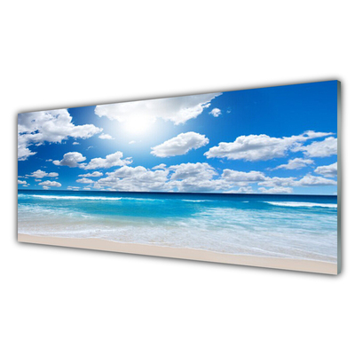 Glasbilder Nordsee Strand Wolken Landschaft