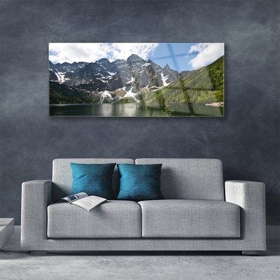 Glasbilder Gebirge Berg See Wald Landschaft
