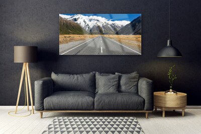 Glasbilder Straße Berge Gebirge Schnee Landschaft