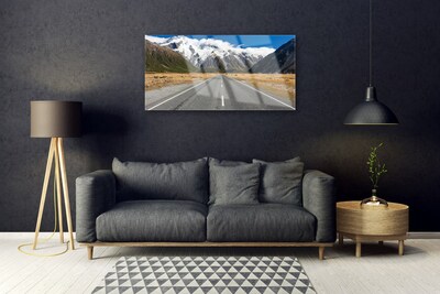 Glasbilder Straße Berge Gebirge Schnee Landschaft