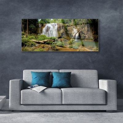 Glasbilder Wasserfall Fluss Wald Natur