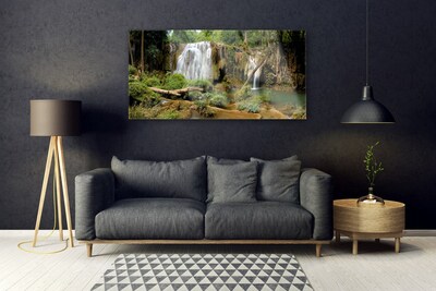 Glasbilder Wasserfall Fluss Wald Natur