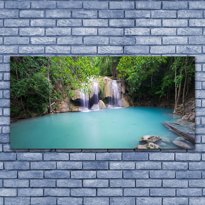 Glasbilder Wasserfall Waldsee Natur