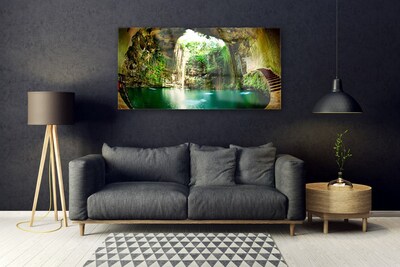 Glasbilder Wasserfall Landschaft