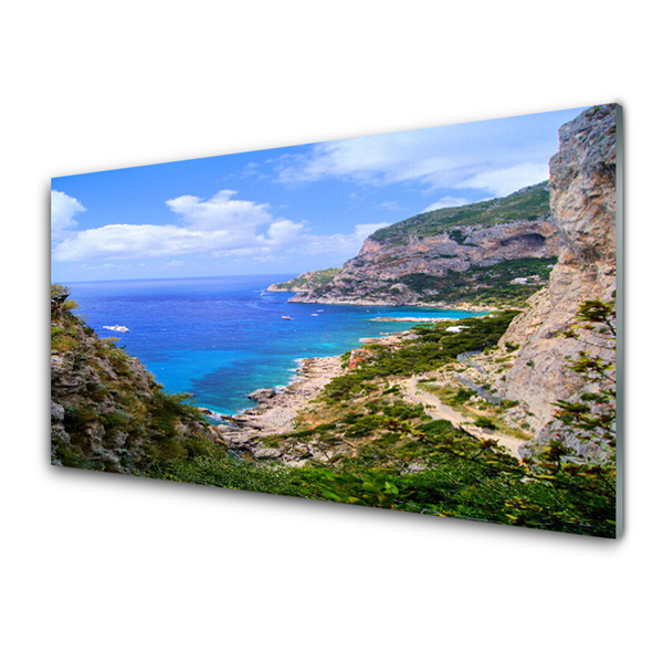 Glasbilder Meer Strand Gebirge Landschaft