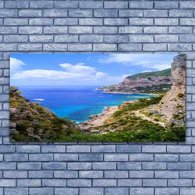 Glasbilder Meer Strand Gebirge Landschaft