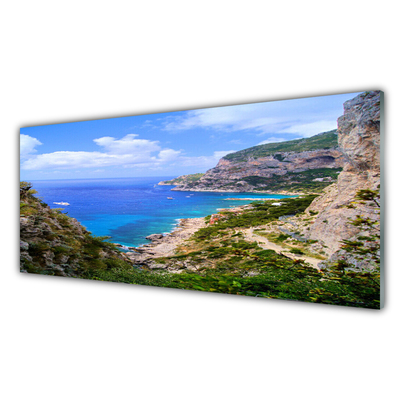 Glasbilder Meer Strand Gebirge Landschaft