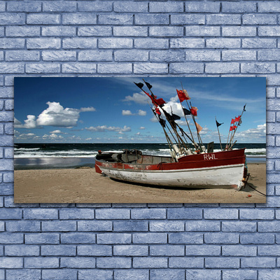 Glasbilder Meer Strand Boot Landschaft