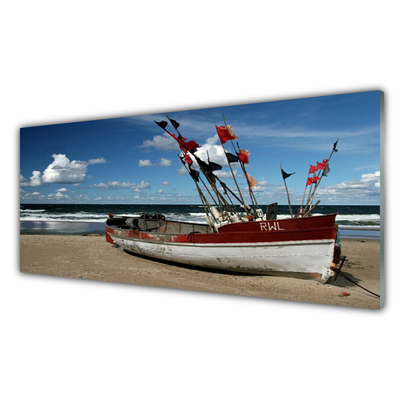 Glasbilder Meer Strand Boot Landschaft