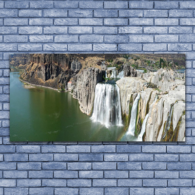 Glasbilder Gebirge Wasserfall See Landschaft