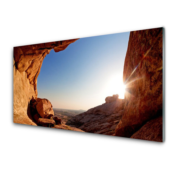Glasbilder Felsen Sonne Landschaft