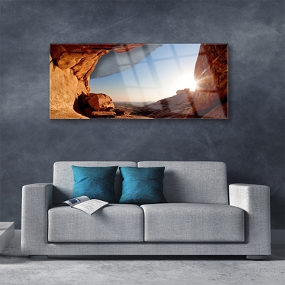 Glasbilder Felsen Sonne Landschaft