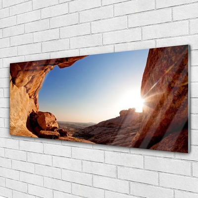 Glasbilder Felsen Sonne Landschaft
