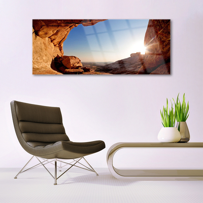 Glasbilder Felsen Sonne Landschaft