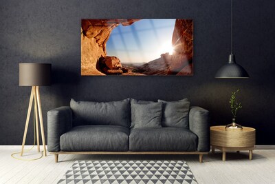 Glasbilder Felsen Sonne Landschaft