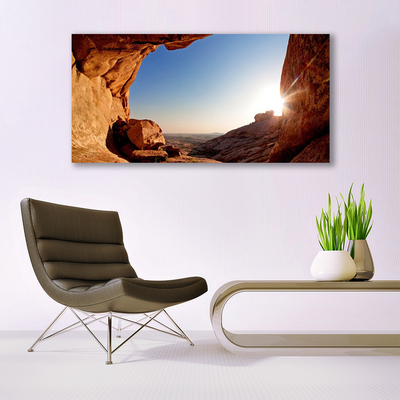 Glasbilder Felsen Sonne Landschaft