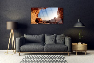 Glasbilder Felsen Sonne Landschaft