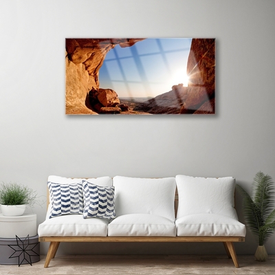 Glasbilder Felsen Sonne Landschaft
