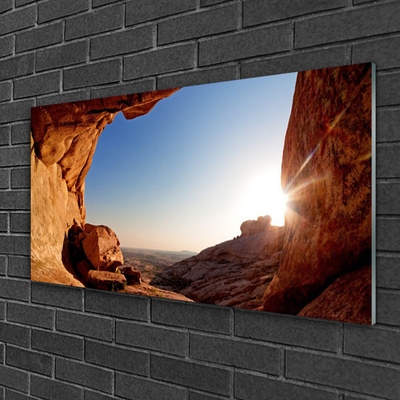 Glasbilder Felsen Sonne Landschaft