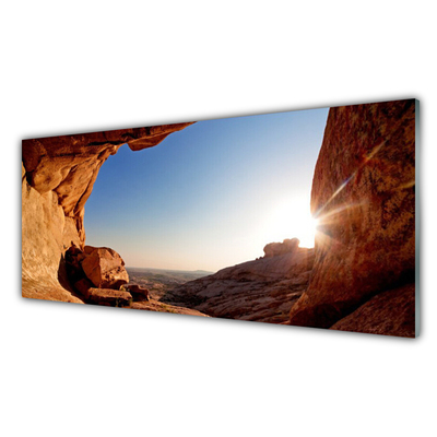 Glasbilder Felsen Sonne Landschaft