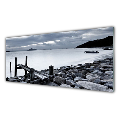 Glasbilder Meer Strand Steine Landschaft