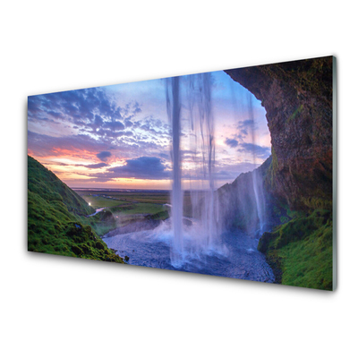 Glasbilder Wasserfall Landschaft