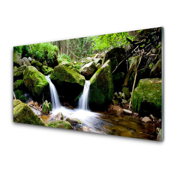 Glasbilder Wasserfall Felsen Natur