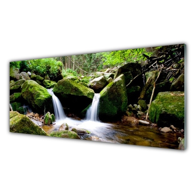 Glasbilder Wasserfall Felsen Natur