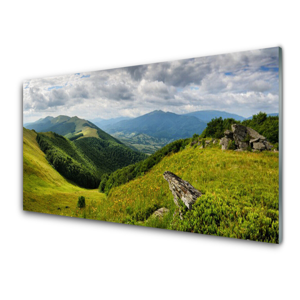 Glasbilder Gebirge Wiese Landschaft