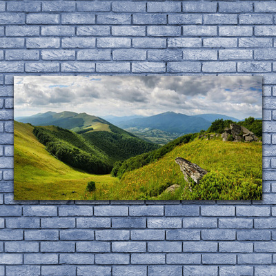 Glasbilder Gebirge Wiese Landschaft