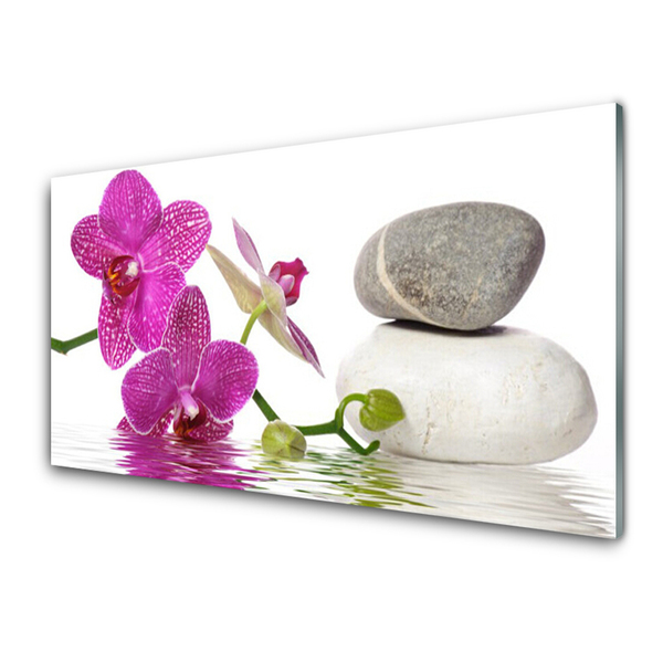 Glasbilder Blumen Steine Kunst